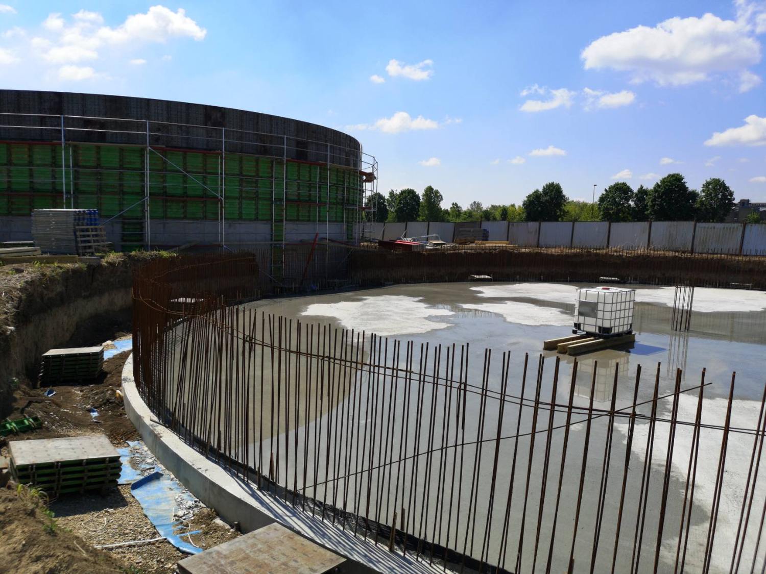 Temeljna ploča kružnog spremnika s armaturom zidova – BPS Alter Biogas I